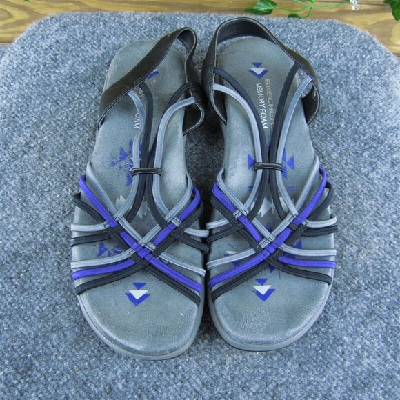 Skechers Memory Foam‎ Women Strappy Sandal Shoes Gray Synthetic Size 8 Medium - Picture 3 of 10